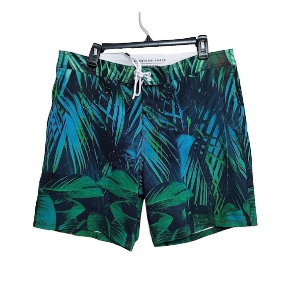 American Eagle  Boardshorts Size Large Blue Green Polyester Blend Swim Shorts - Picture 1 of 4